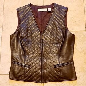 Dana Buchman Leather Vest Chocolate Brown Women's 10